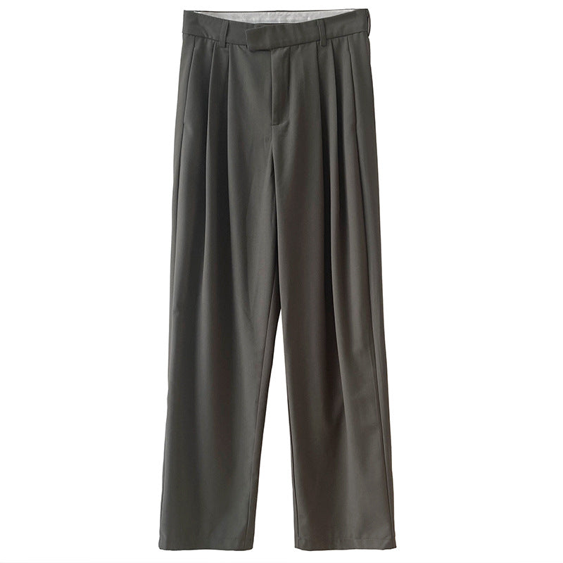 Spring New Fashion High Waist Cigarette Tube Wide Leg Pants Loose Straight Floor Mopping Suit Pants