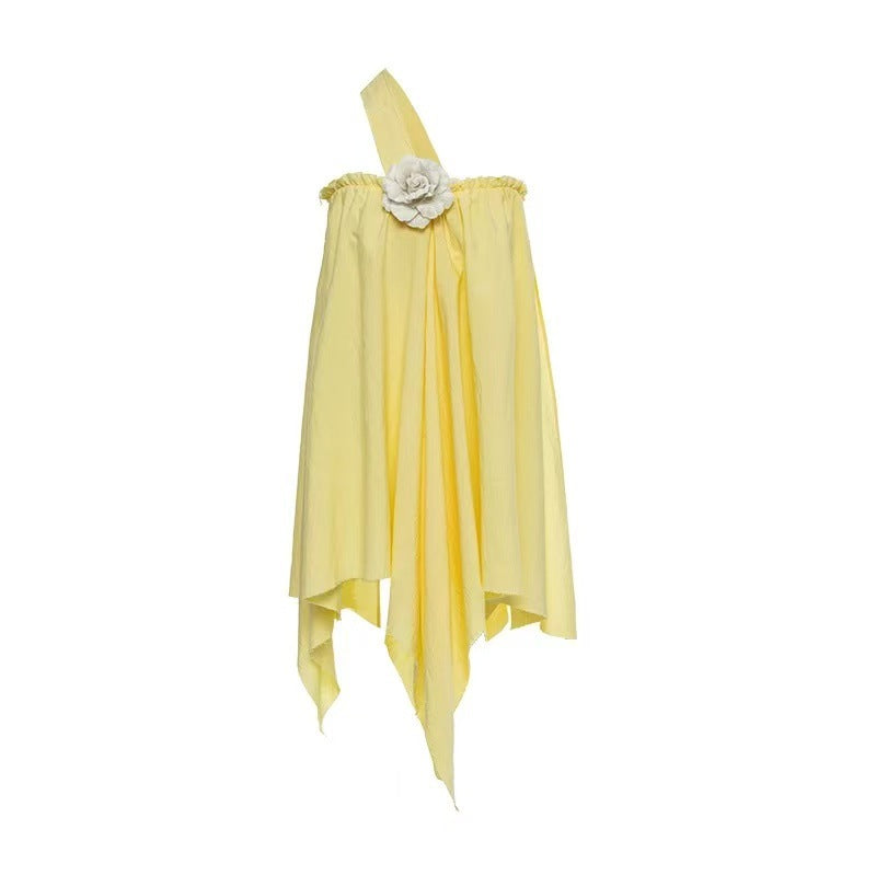 Yellow Flower Dress Spice Girl Multi-Wear Suspender Skirt French Vacation Dress
