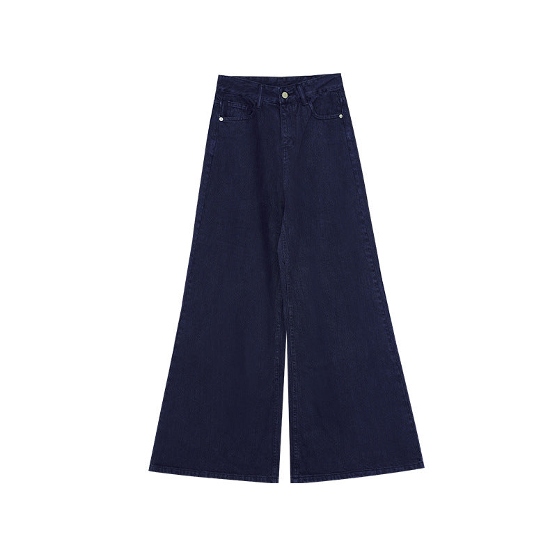 Stylish commuter simple and versatile cotton high-waisted micro-pull jeans