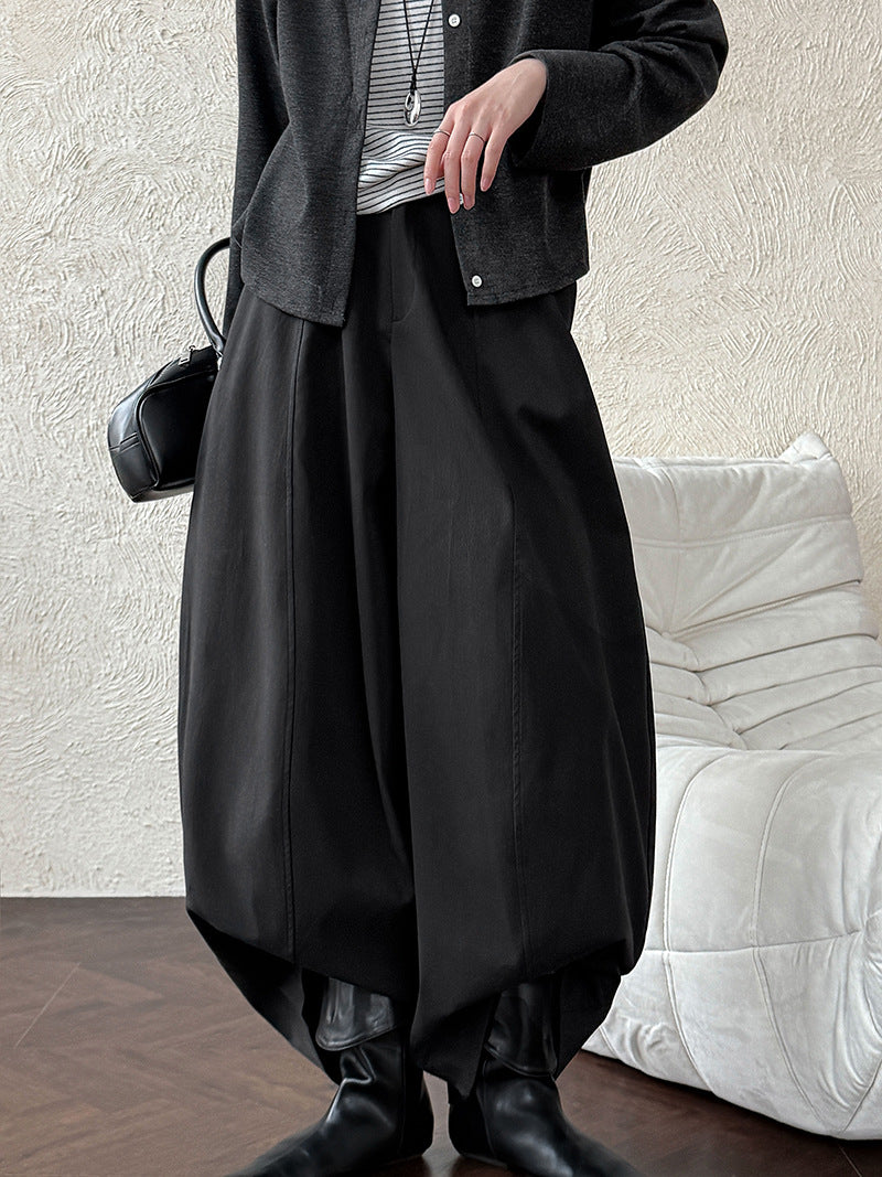 American retro three-dimensional cutting tooling wide-leg pants spring new straight pants broken-sewn sickle pants