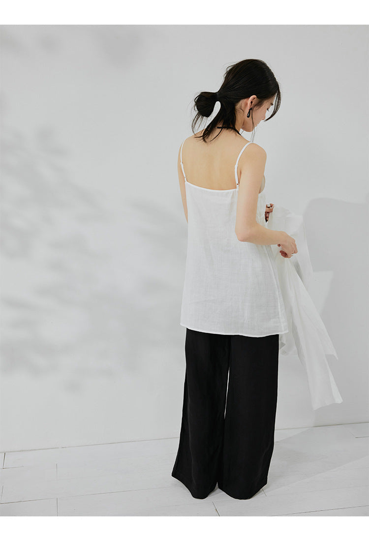Self-breathing ramie sling vest + coat summer set
