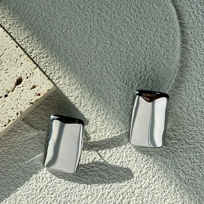 Exaggerated copper gold-plated earrings women's fashion explosion geometric square gold earrings jewelry