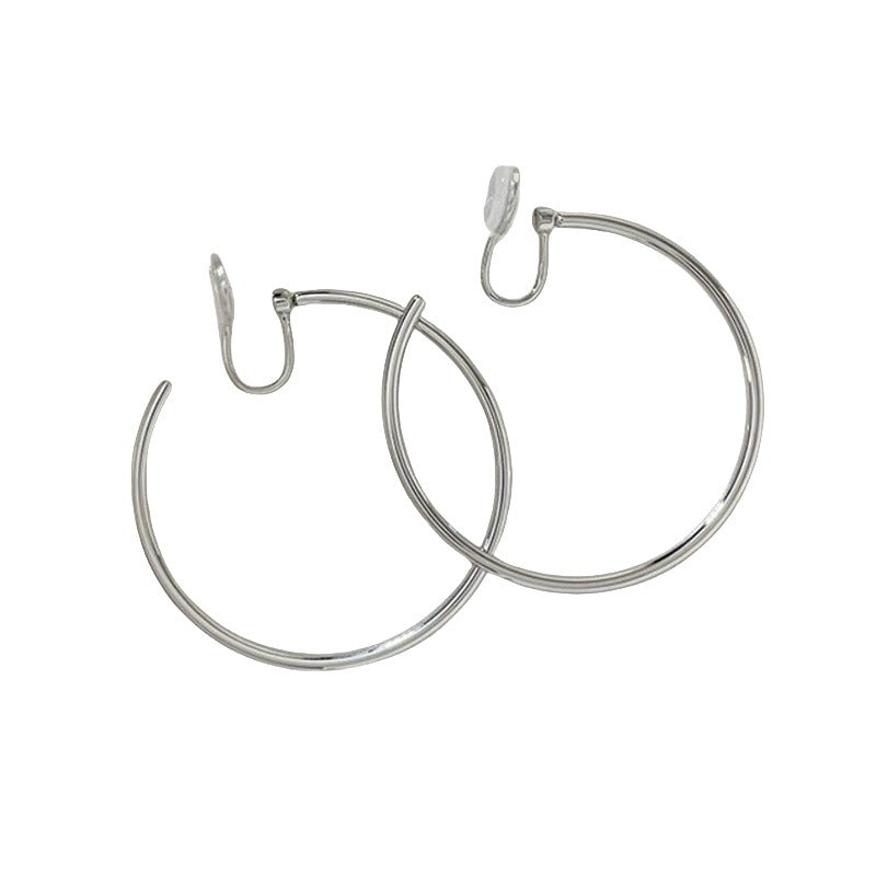 New plain ring mosquito coil disc ear clips without earrings, women's electroplating round versatile high-end earrings tide