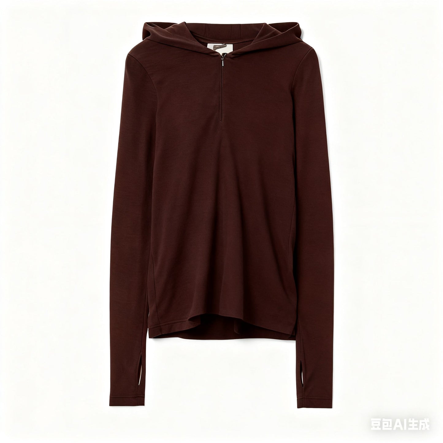 Hooded Long Sleeve Knit Top Women Slim Fit Half-Zip Pullover Sweater