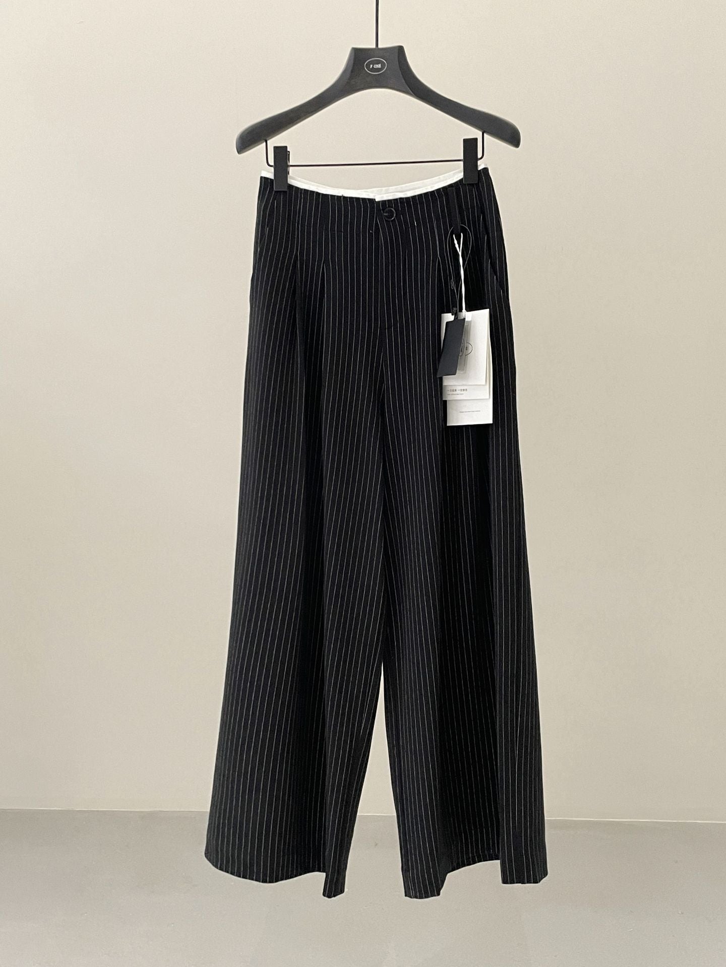 High-waisted drape loose straight-leg floor-length pants