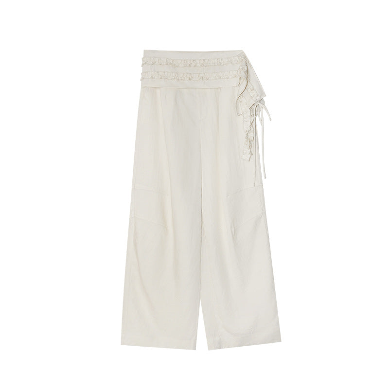 Straight casual wide-leg slimming drape floor-length pants