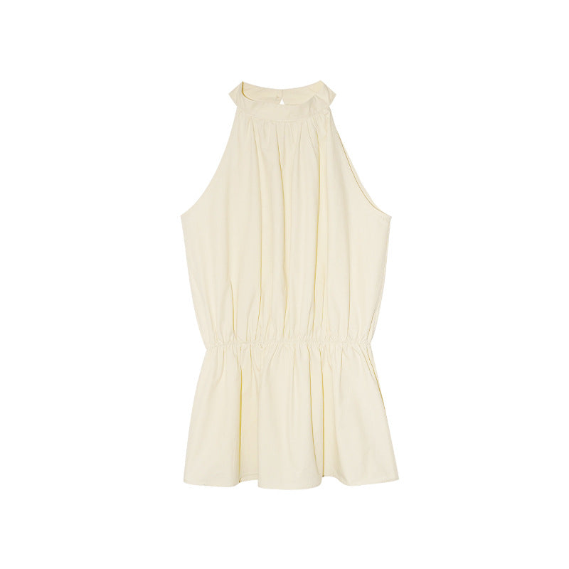 French minimalist temperament waist stand-up collar vest sleeveless top