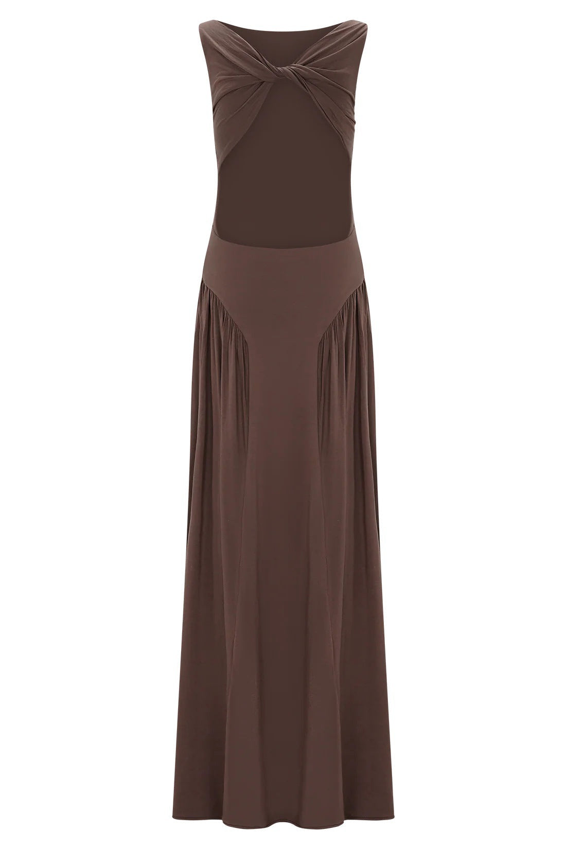 Fashion pleated hollow vest long dress slim-fitting backless sexy one-word neck dress