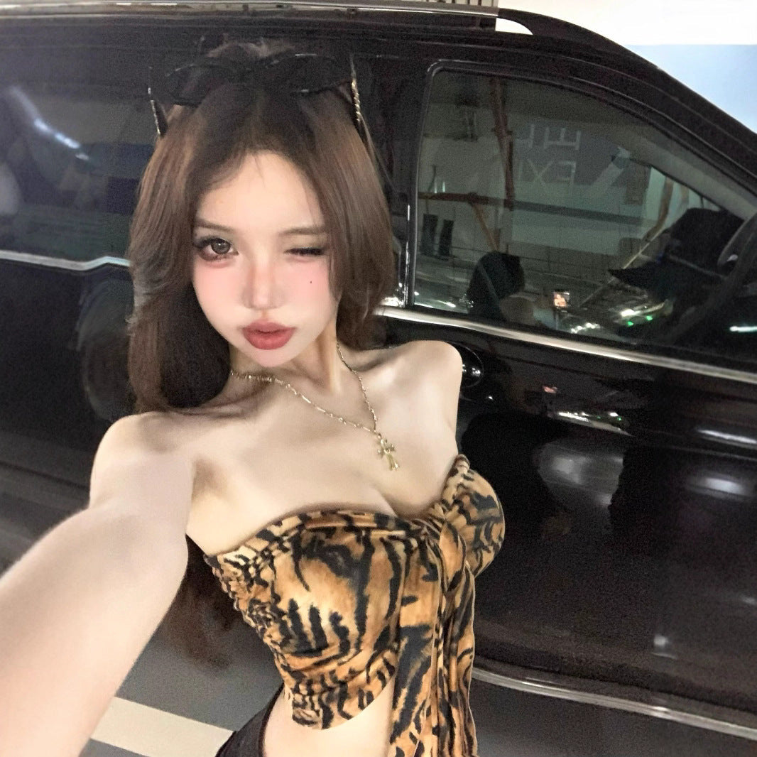 Leopard Print Backless Tube Top