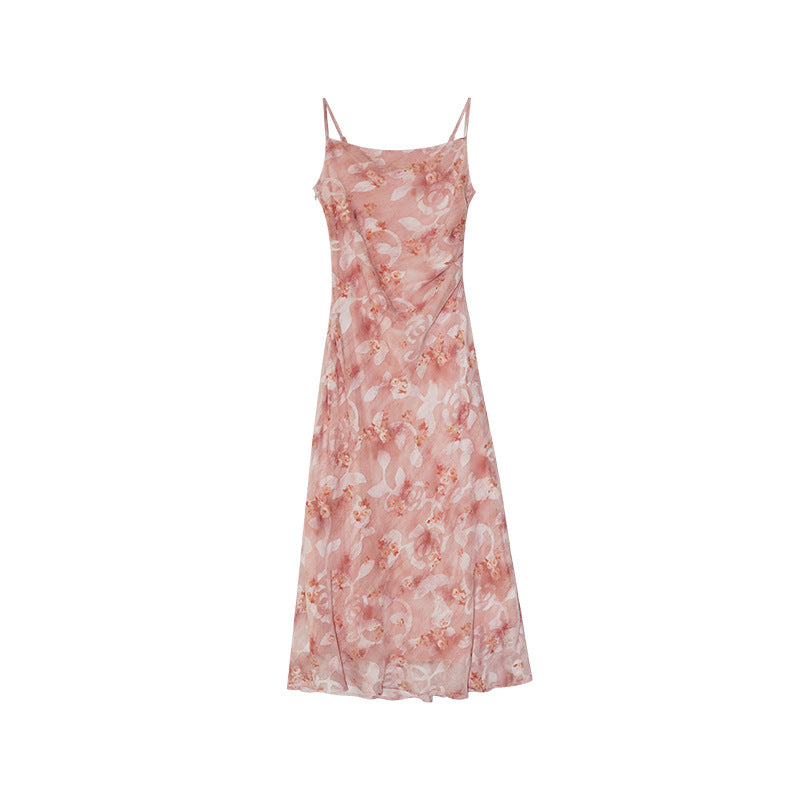 Temperament suspender floral dress