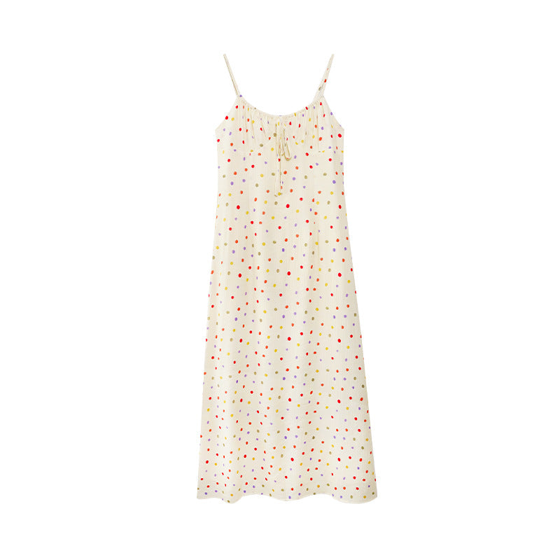 Age-reducing slimming polka dot slip dress