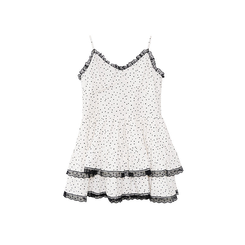 Polka Dot Lace Strap Dress