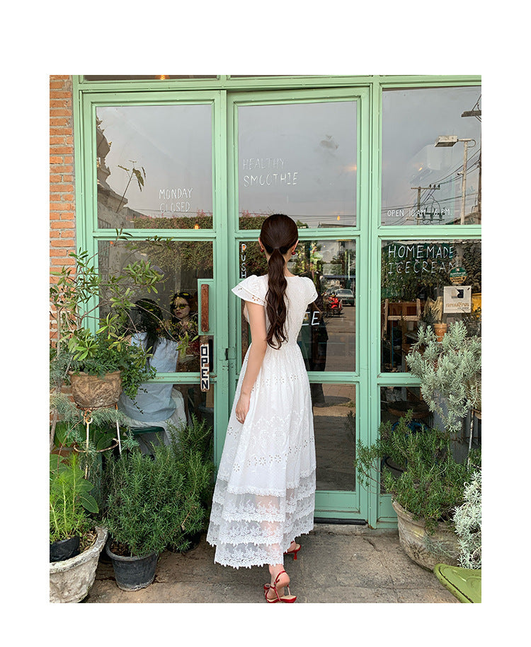 Lace Flutter Sleeve Maxi Dress