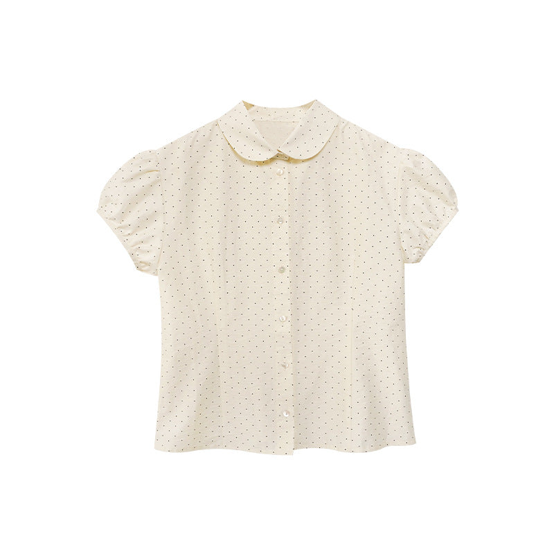 Sweet Polka Dot Polo Collar Blouse