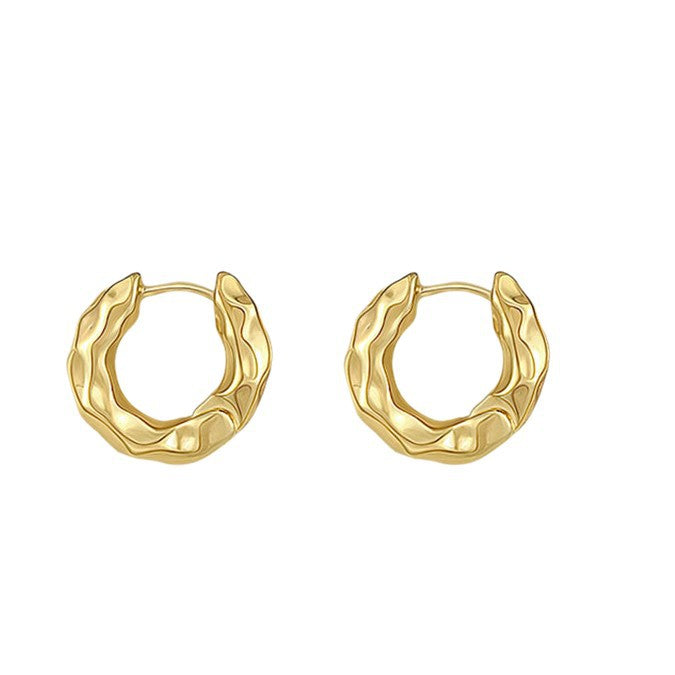 Light luxury ear buckle niche design high-end metal circle earrings new popular gold earrings earrings