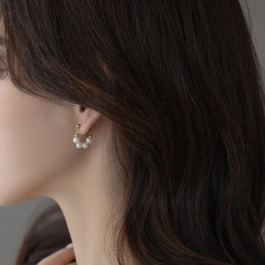 Vintage pearl earrings autumn and winter niche high quality natural stud earrings 2022 tide earrings earrings