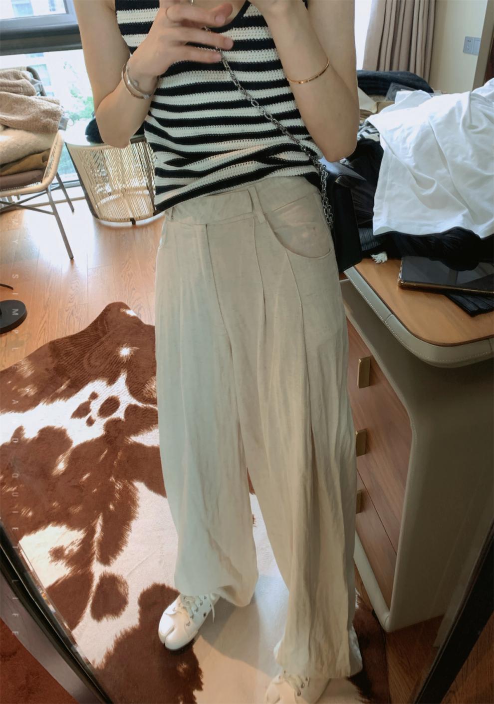 Thin linen wide-leg pants