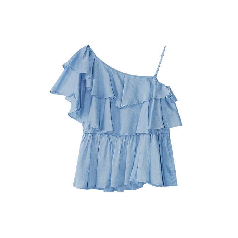 Sweet Irregular Design Tencel Off-Shoulder Suspender Top