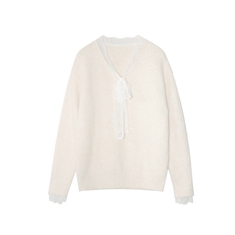 Sweet age-reducing lazy loose shoulder sleeve sweater