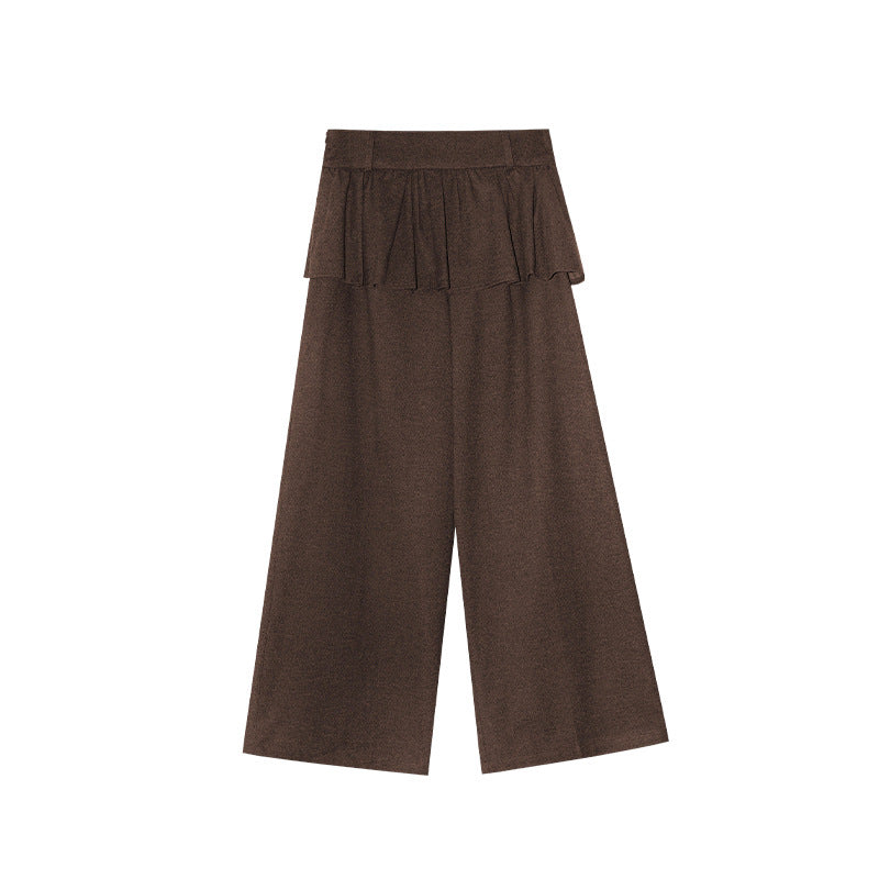 Temperament Fake Two-piece Fart Curtain High Waist Straight Casual Pants