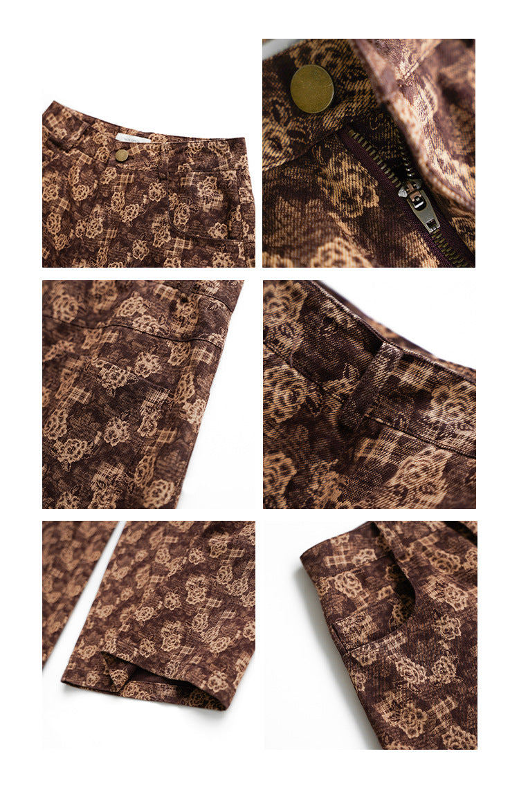 Skinny hips and high waists printed micro-pull pants