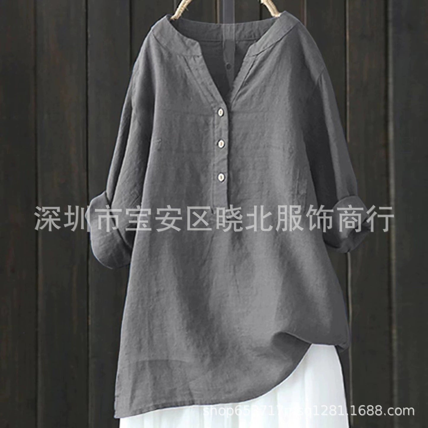 Loose Casual Women's Stand-Up Collar Top Women's Shirt Crew Neck