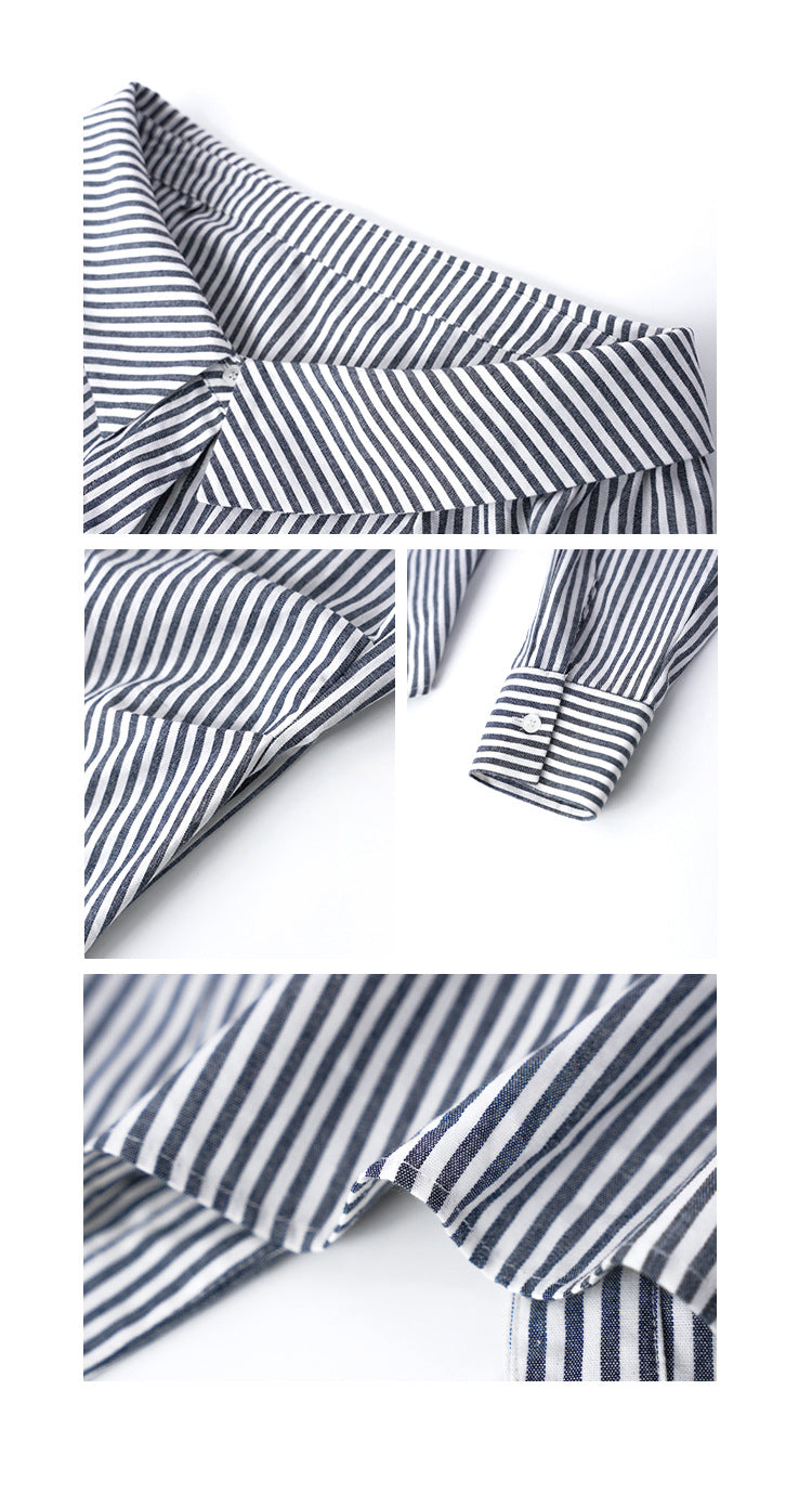 Fashion pure desire temperament one-word shoulder striped shirt