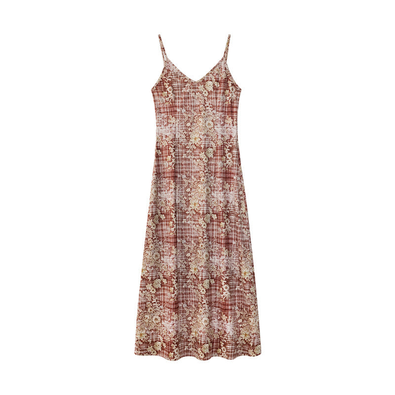 Skinny V-neck suspender dress