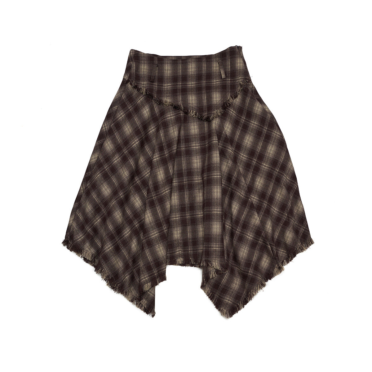 Autumn new casual plaid irregular classic versatile medium and long A-shaped skirt