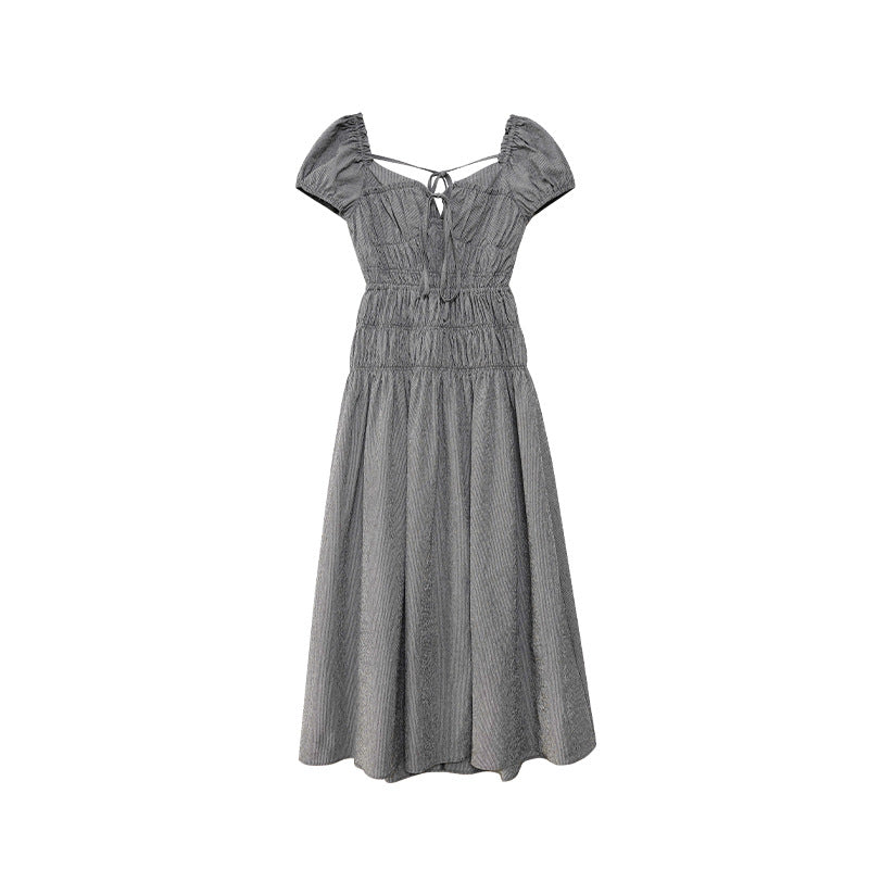 Lace-Up Square Neck Maxi Dress