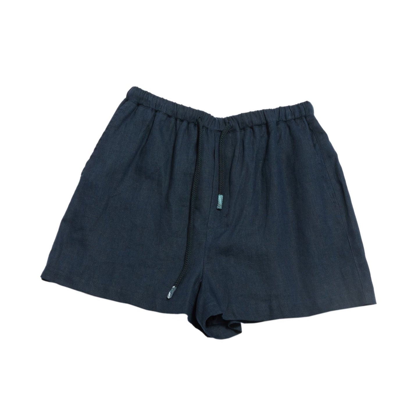 Summer new casual high waist pure linen drawstring solid color easy short casual pants