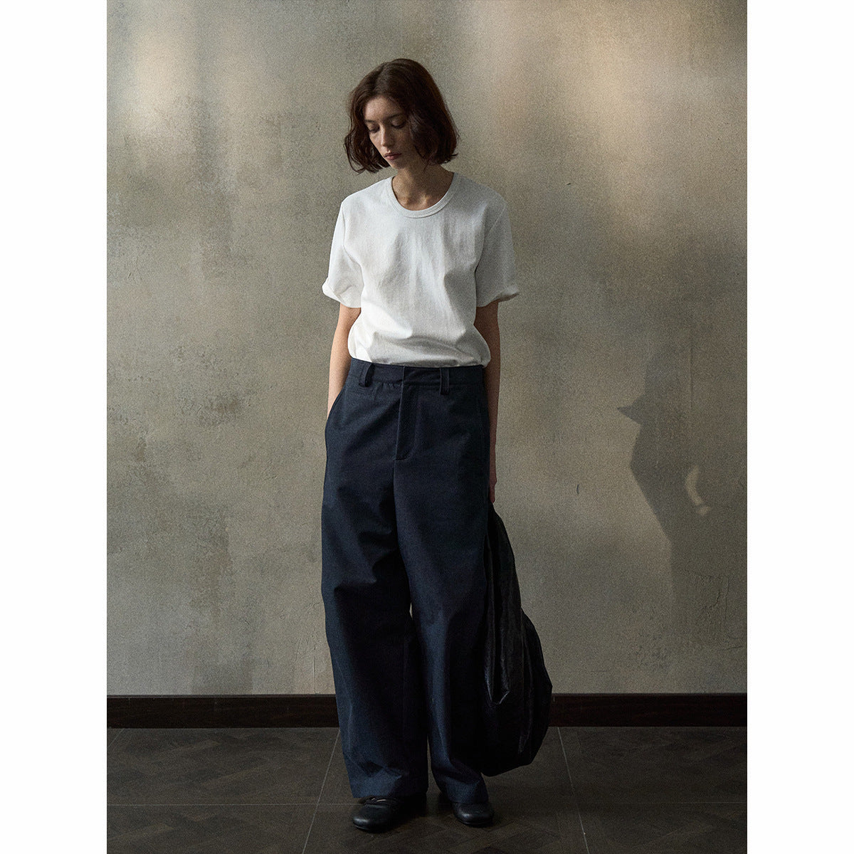 Denim style commuter scimitar pants spring new mid-low waist casual versatile and thin denim