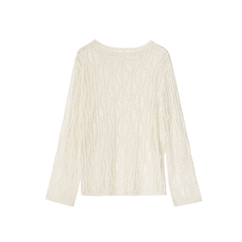 Lazy and gentle style cut outlong sleevesloose sweater