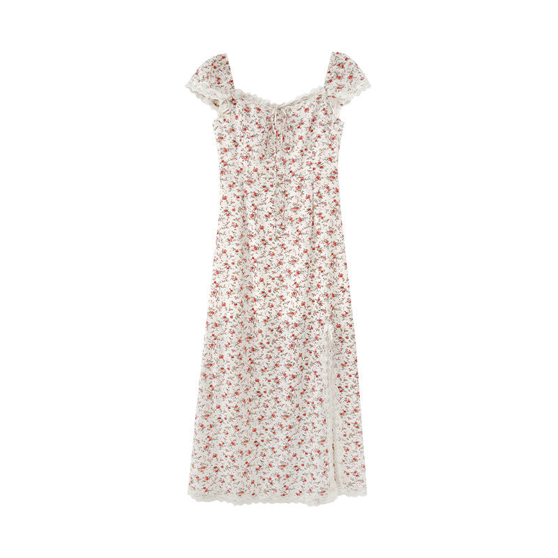 Slimming square neck floral dress