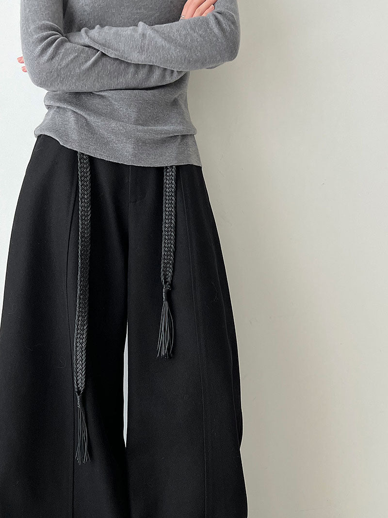 Korean casual loose and drape loose wide-leg pants women's autumn new belt versatile trousers