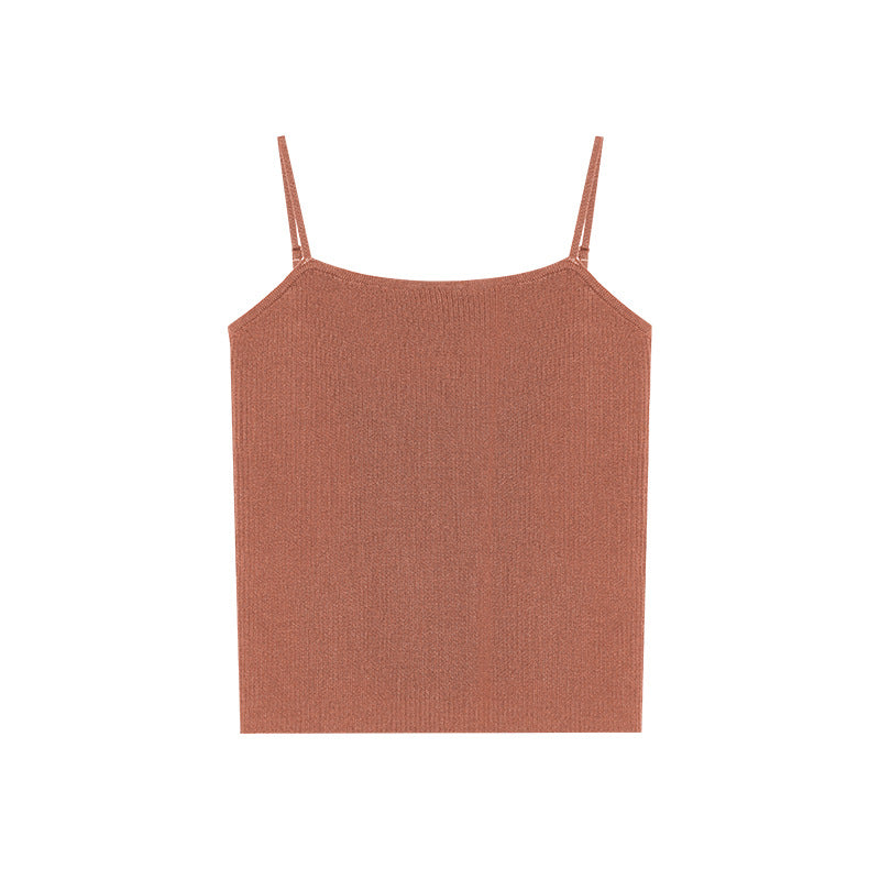 Five-color stretch inner with grooved strips Lyocell knitted camisole