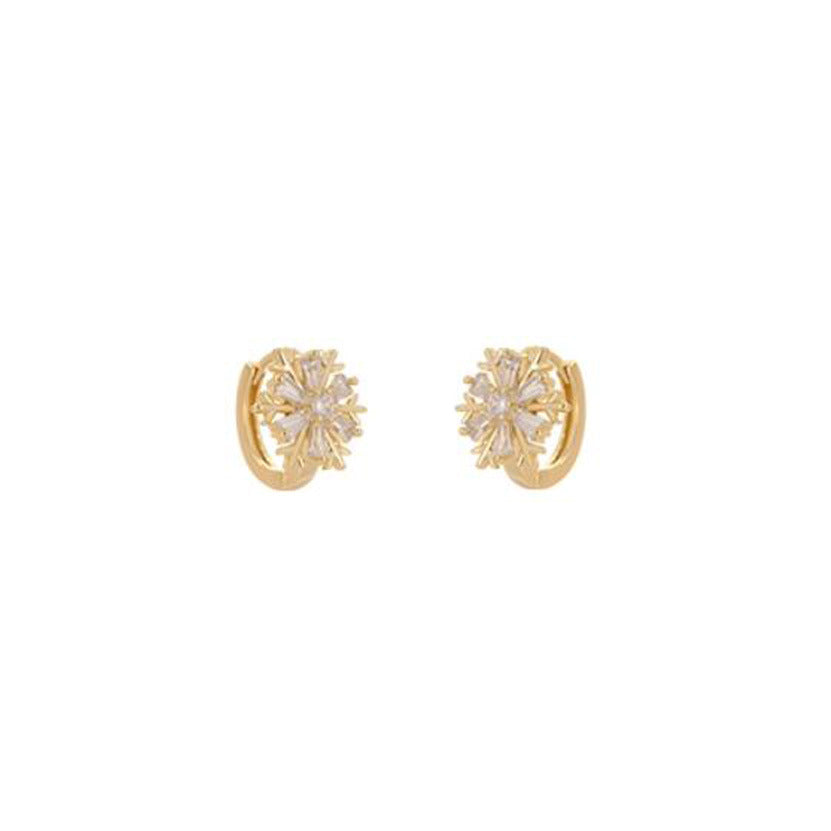 New trendy ear buckle light luxury temperament zircon snowflake women's earrings niche design high-end stud earrings