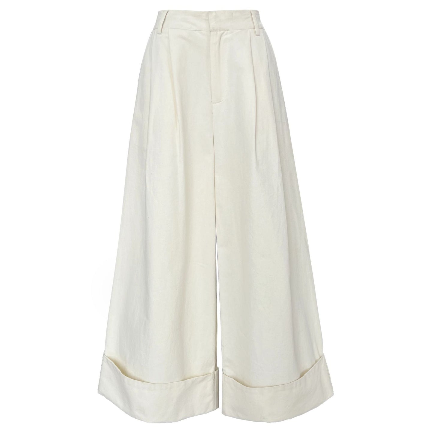 Big Pant Leg~ Washed Cotton Suit Pants Long Pants Women's Summer Skinny Meat Cover Casual Curled Wide Leg Pants