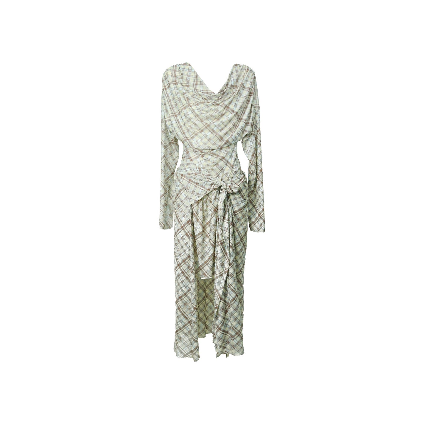 Holiday style plaid mesh strap dress