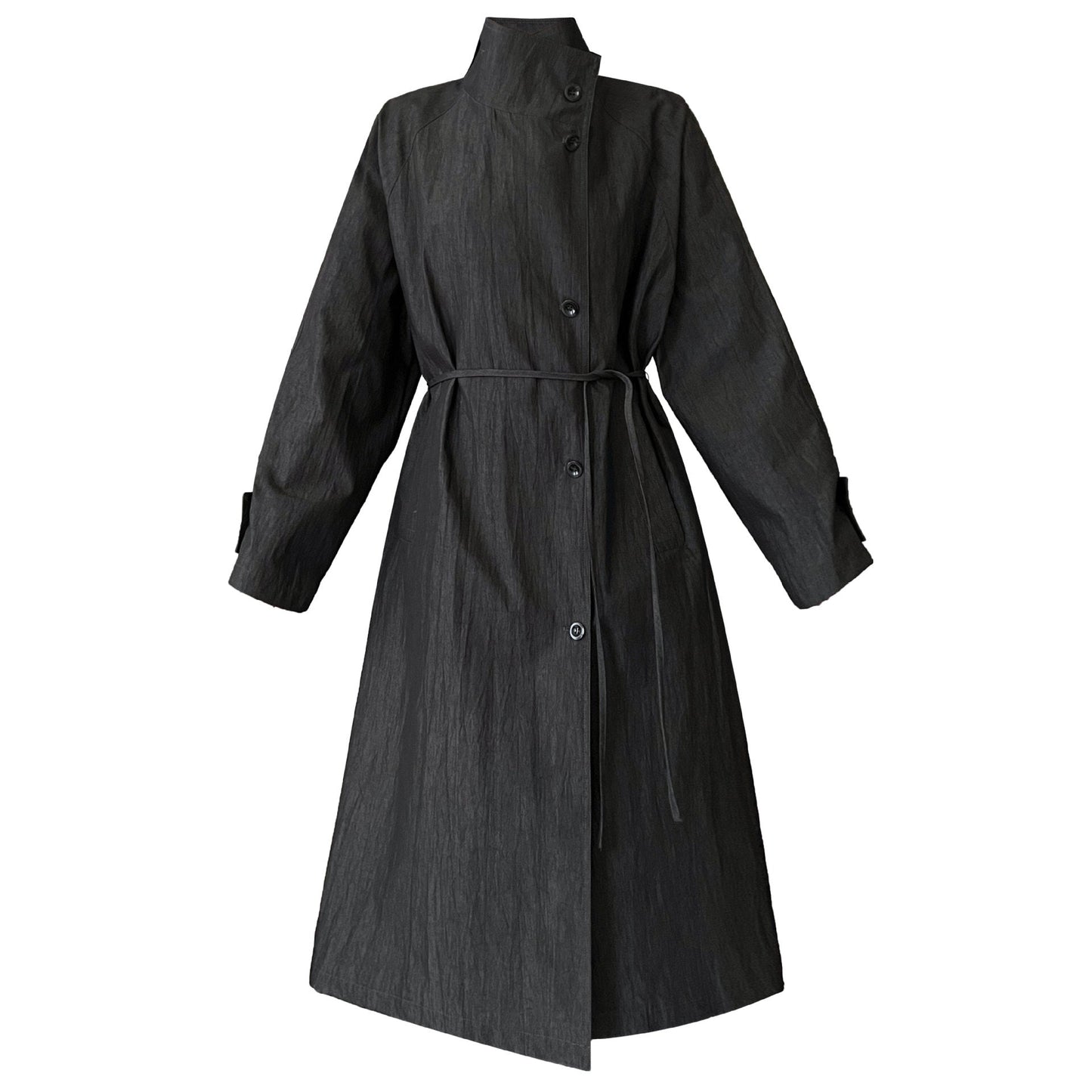 Retro British style stand-up collar lace-up medium and long trench coat for women's autumn new minimalist high-end sense