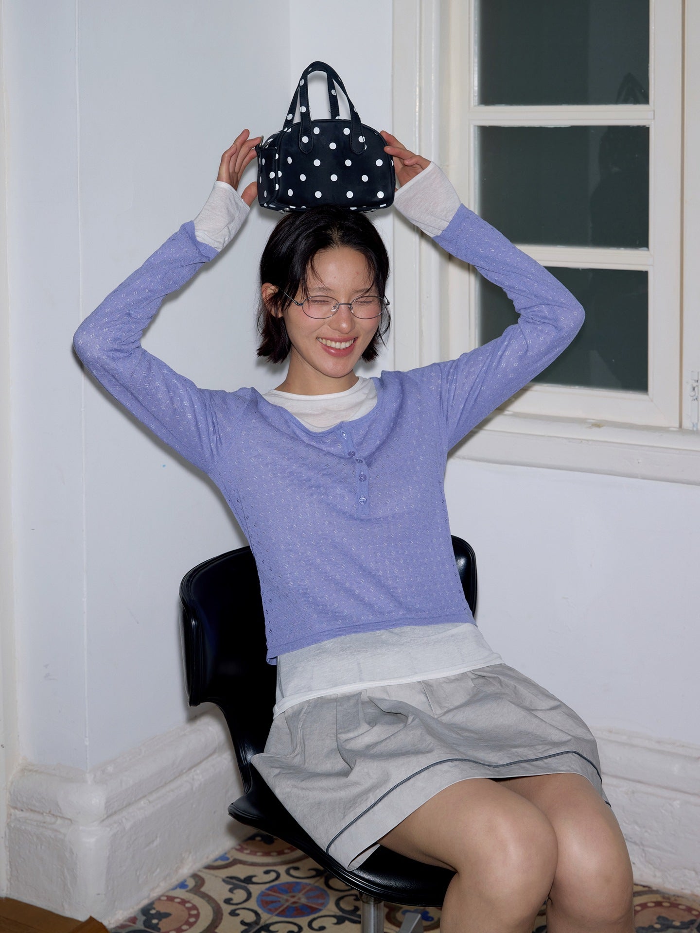 Tencel linen hollow short knitted sweater Spice girl stacked top