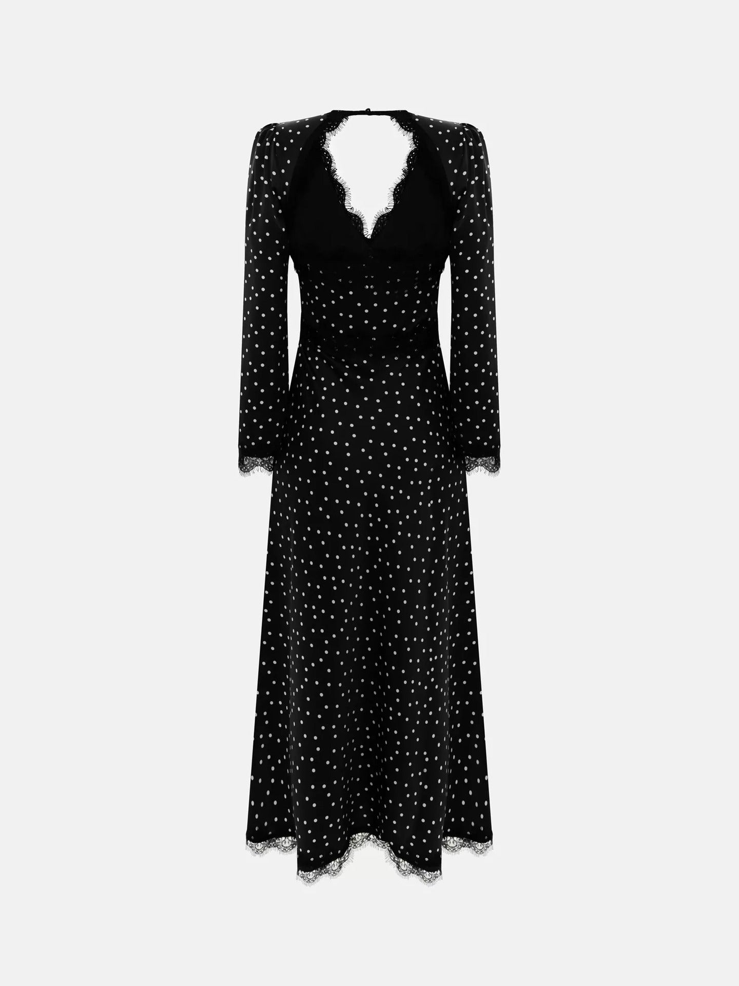 Spring Lace Polka Dot Print Dress Halter Sexy Spice Girl Long Sleeve Dress