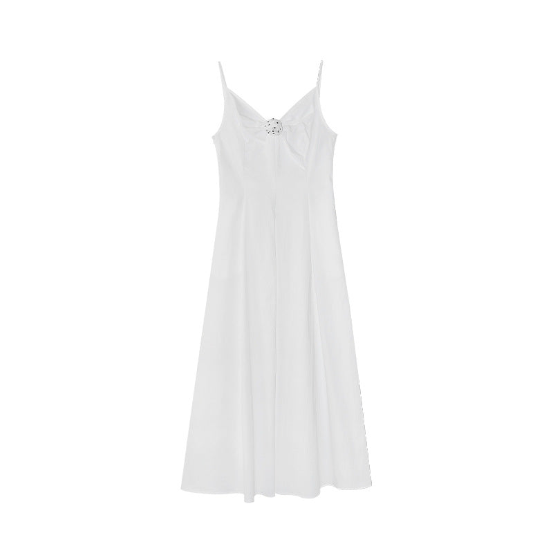 Hepburn Skinny French Dress V-Neck Suspender Waist Long Dress