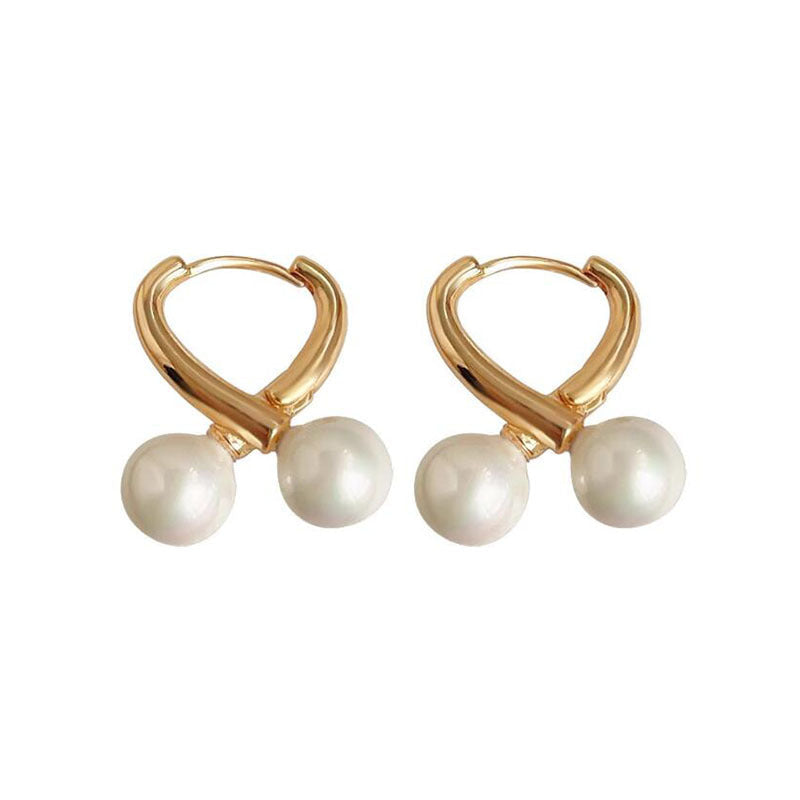 Pearl Love Ear Buckle Simple Versatile Fashion Earrings Light Luxury Temperament Niche Design Earrings