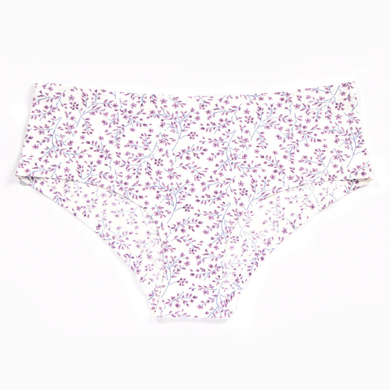 Popular ice silk printed seamless underwear women's buttocks comfortable breathable quick-drying women's briefs thin