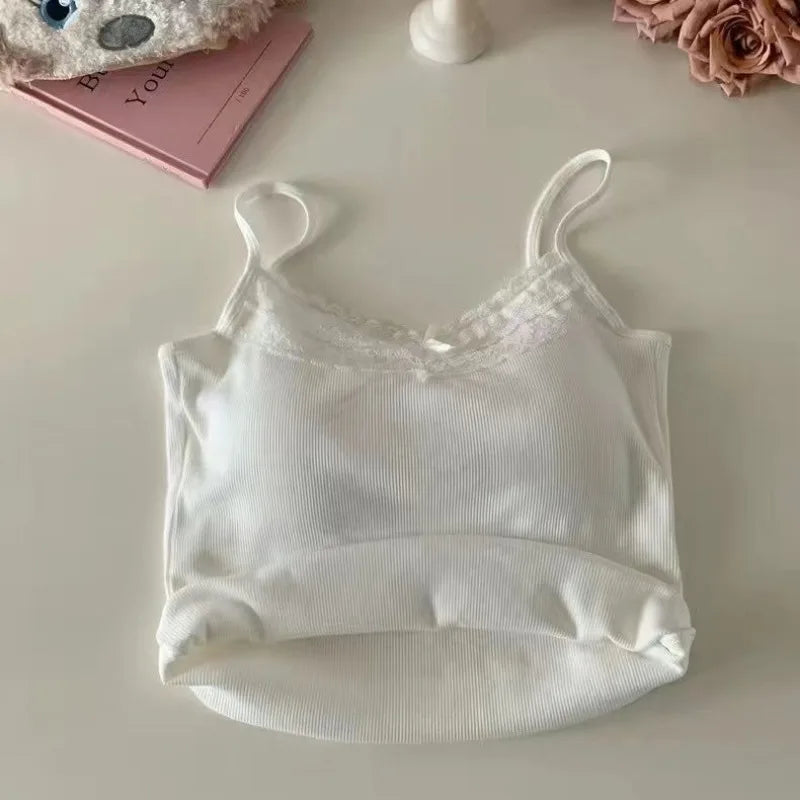Lace Bow Sleeveless Corset Crop Cami Top