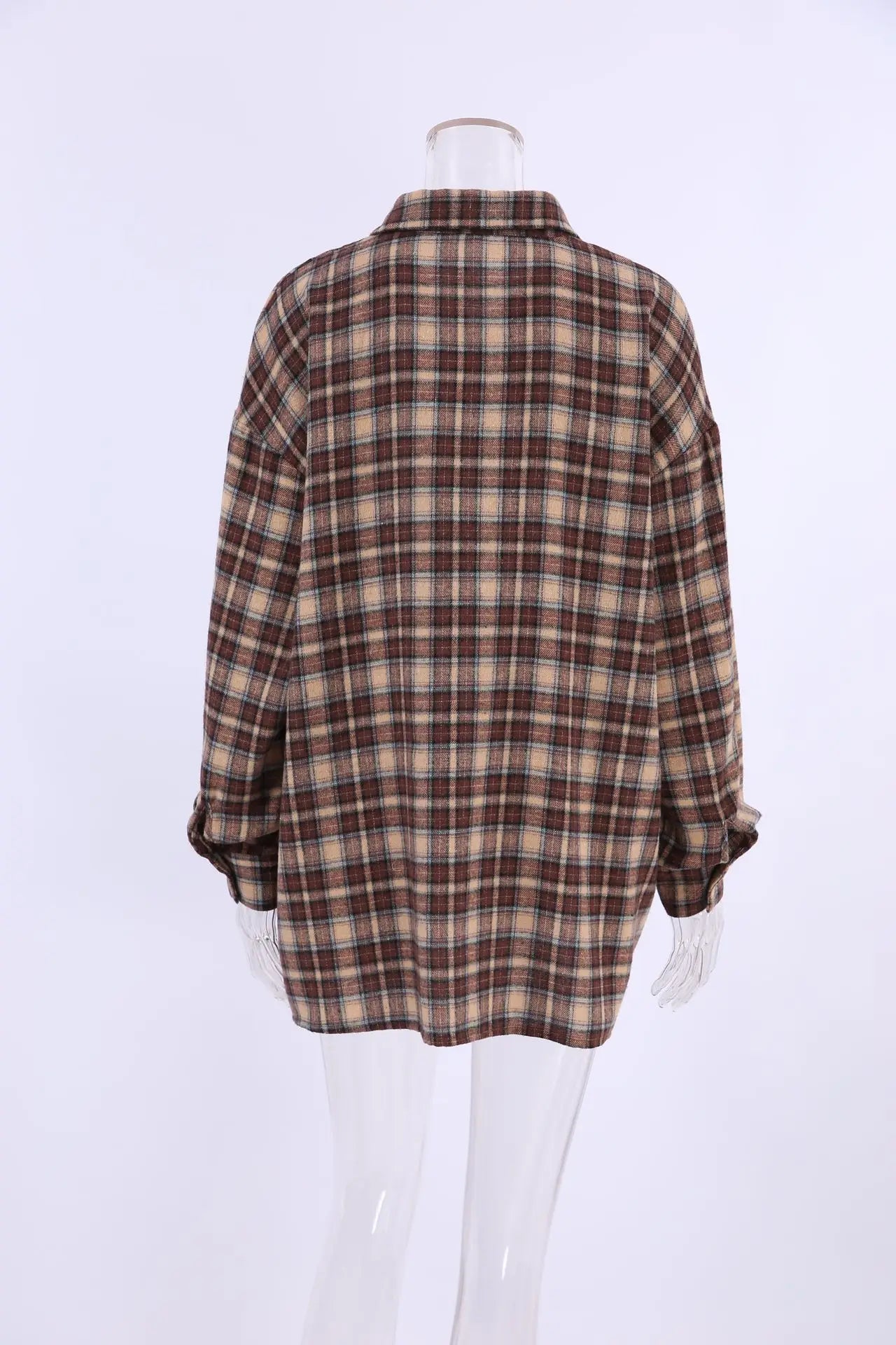 Vintage Plaid Long Sleeve Blouse with Ruffles