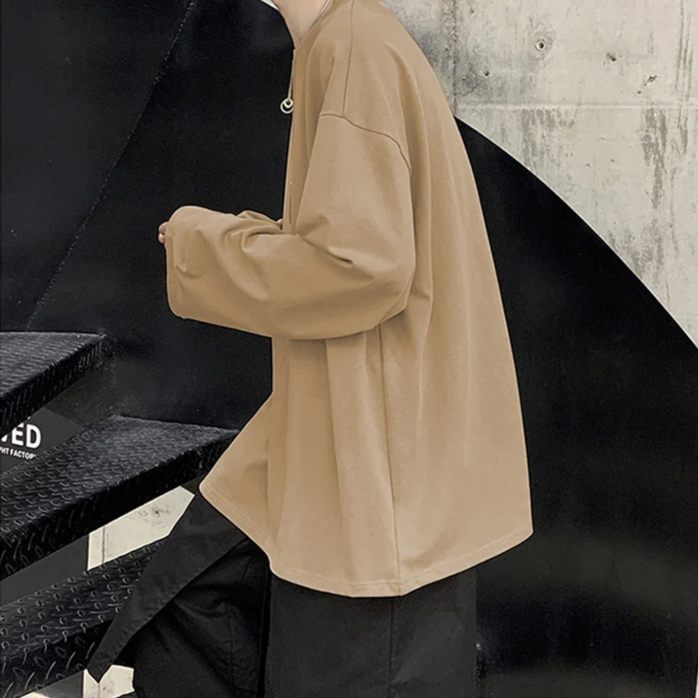 Oversized Cotton Long Sleeve Basic Tee