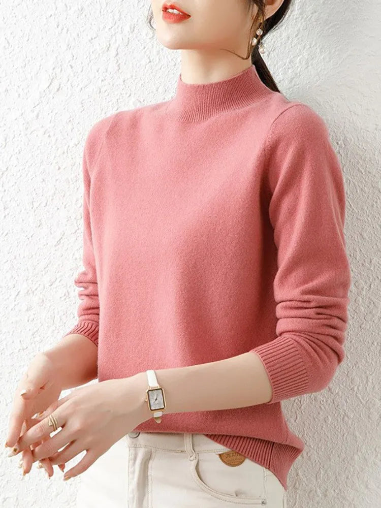 Turtleneck Knit Sweater Long Sleeve Regular Fit Pullover