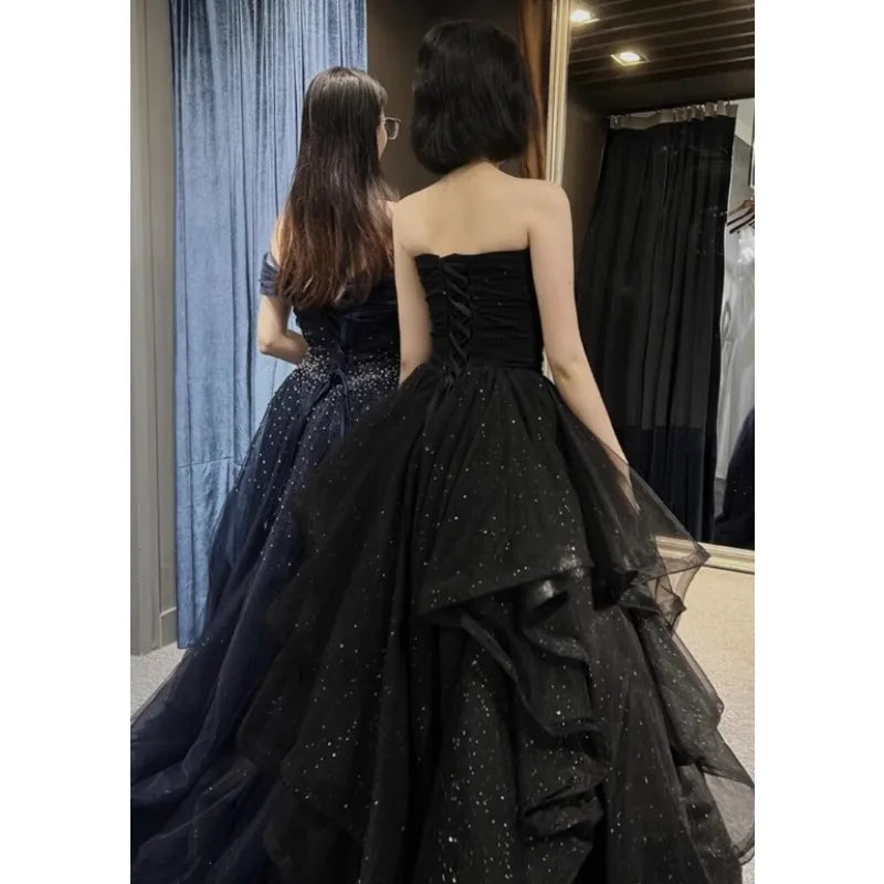 Strapless Tiered A-Line Prom Dress